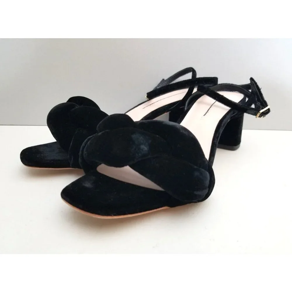 Loeffler Randall Avril Mid Heel Braid in Black Size 7 - Picture 2 of 5
